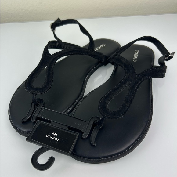 Torrid Flocked Black Slingback Flip Flop Size 10W - Picture 1 of 15